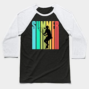 US Open Colorful Tennis Player Summer Silhouette Baseball T-Shirt